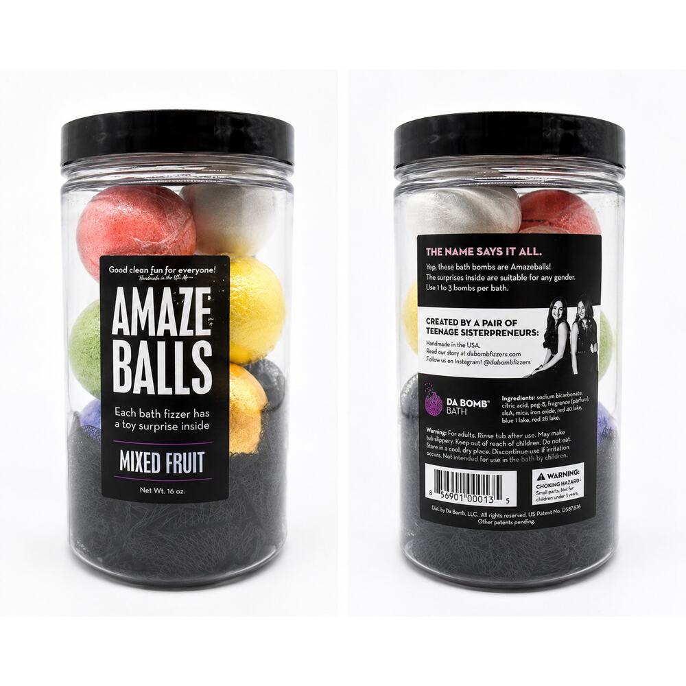 Da Bomb Amazeballs Mixed Fruit Bath Bomb Fizzers Surprise Jar NEW - Picture 4 of 4